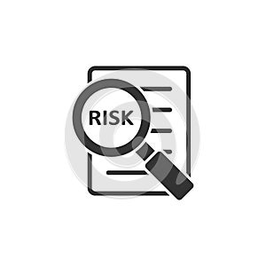 Risk management icon in flat style. Document vector illustration on white isolated background. Assessment data sign business