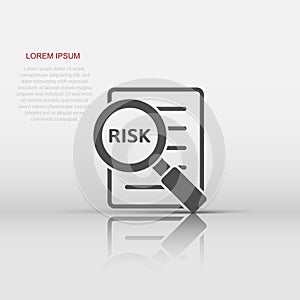 Risk management icon in flat style. Document vector illustration on white isolated background. Assessment data sign business