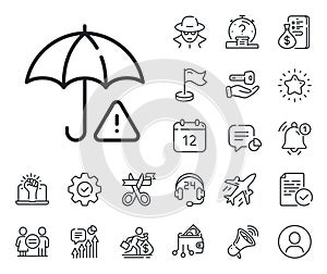 Risk management line icon. Important warning sign. Salaryman, gender equality and alert bell. Vector