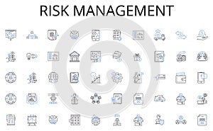 Risk management line icons collection. Joining, Manufacturing, Construction, Integration, Assembly-line, Building