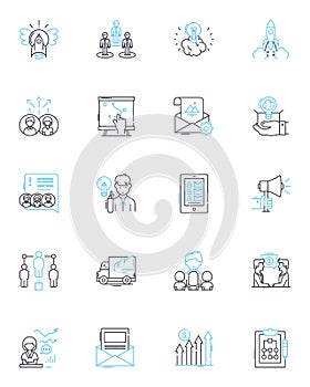 Risk Management linear icons set. Probability, Exposure, Contingency, Mitigation, Assessment, Liability, Vulnerability