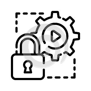 Risk management security icon, with gear and padlock, setting icon