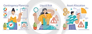 Risk Management set. Flat vector illustration