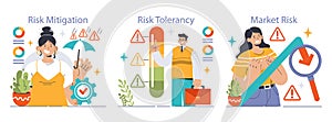 Risk management set illustrating. Flat vector illustration