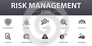 Risk management simple concept icons set
