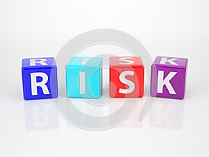 Risk out of multicolored Letter Dices