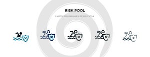 Risk pool icon in different style vector illustration. two colored and black risk pool vector icons designed in filled, outline,