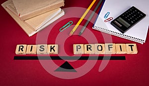 Risk and Profit Balance. Investment, Accounting and Business concept