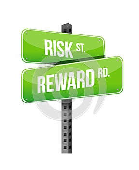 Risk, reward road sign illustration