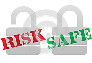 RISK SAFE Protection Security Lock Symbols