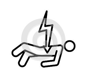 Risk of static shocks icon	,  line color vector illustration