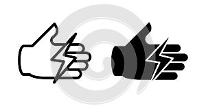 Risk of static shocks icon	,  line color vector illustration