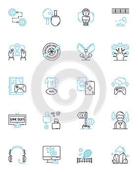 Risk-taking linear icons set. Courage, Thrill, Adventure, Boldness, Daring, Fearlessness, Uncertainty line vector and