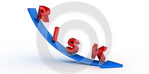 Risk text on blue arrow