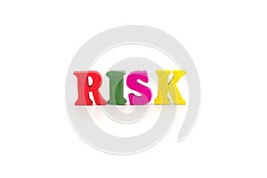 Risk word isolated on white background.Focused on the business concept
