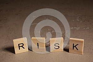 Risk Word on Wooden Tile Block