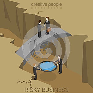 Risky business risk insurance flat isometric vector 3d