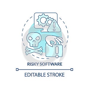 Risky software blue concept icon