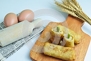Risoles sosis mayo (American risoles) or mayonnaise sausage rissole is a small patty rolled in breadcrumbs
