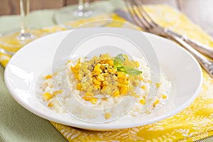 Risotto with baked corn