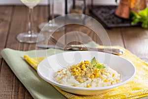 Risotto with baked corn