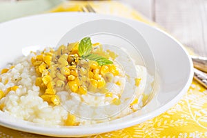 Risotto with baked corn
