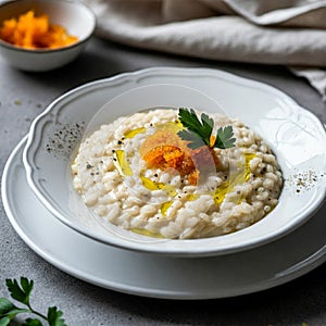 Risotto with Bottarga and Lemon Zest Garnish photo