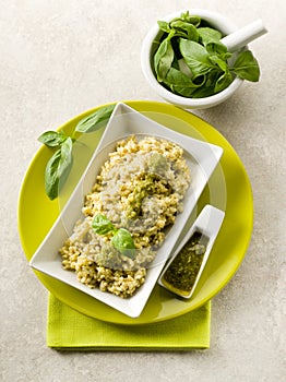 Risotto with pesto sauce