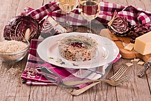 Risotto with red radicchio.