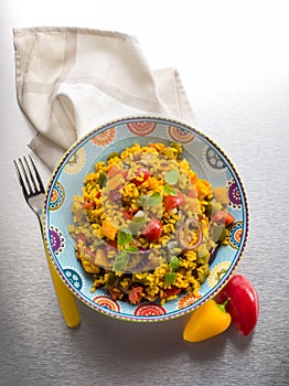 Risotto with saffron and capsicum