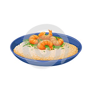 Risotto with seafood, Italian food, isolated glass bowl with creamy arborio rice
