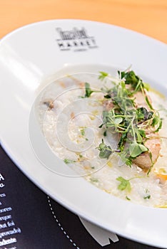 Risotto served in Mercado da Ribeira in Lisbon, Portugal