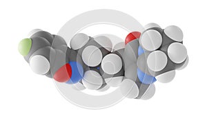 risperidone molecule, atypical antipsychotics, molecular structure, isolated 3d model van der Waals photo