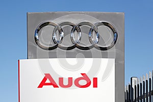Audi logo on a wall