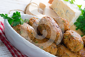 Rissole with mould cheese and parsley