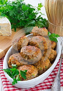 Rissole with mould cheese and parsley