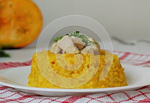 Rissotto with pumpkin and chicken