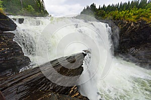 Ristafallet waterfall, in Jaemtland, Sweden photo