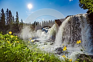 Ristafallet waterfall in the western part of Jamtland is listed as one of the most beautiful waterfalls in Sweden