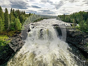 Ristafallet waterfall in the western part of Jamtland is listed as one of the most beautiful waterfalls in Sweden