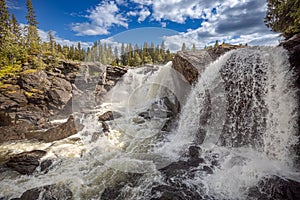 Ristafallet waterfall in the western part of Jamtland is listed as one of the most beautiful waterfalls in Sweden