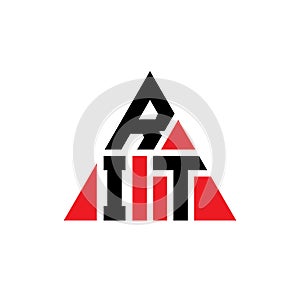 RIT triangle letter logo design with triangle shape. RIT triangle logo design monogram. RIT triangle vector logo template with red