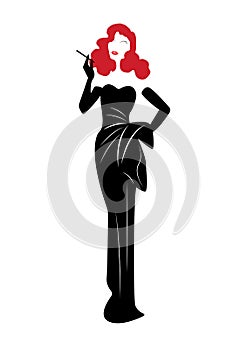 Rita Hayworth portrait , diva singer silhouette