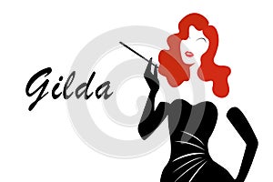 Rita Hayworth portrait , Gilda diva singer silhouette