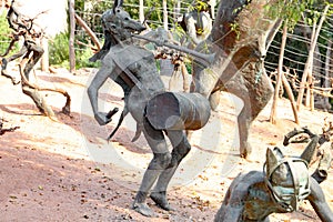 The rites of Dionysus sculptures in the Eden Project in Cornwall