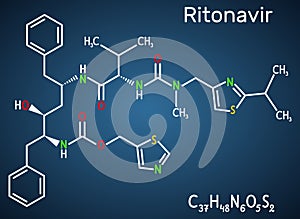 Ritonavir, C37H48N6O5S2 molecule. It is an antiretroviral protease inhibitor, used in therapy of human immunodeficiency virus HIV