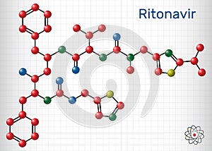 Ritonavir, C37H48N6O5S2 molecule. It is an antiretroviral protease inhibitor, used in therapy of human immunodeficiency virus HIV