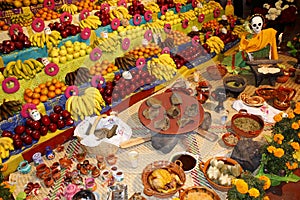 Offering, day of the dead in mixquic, mexico city photo