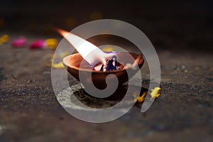 Ritual candle at Dashashwamedh Ghat. Varanasi. India