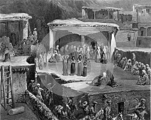 The ritual of the ceremony.